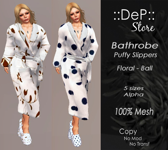 ::DeP:: Bathrobe w/ Puffy slippers - Floral e ball