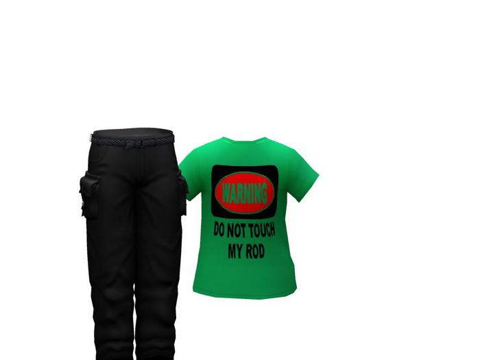 V TEE DO NOT TOUCH MY ROD GREEN SHIRT ONLY