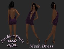 Bad Girl Rigged Mesh Dress Leopard lila