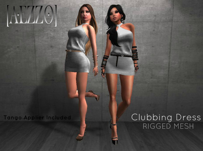 [AEZZO] Mesh Clubbing Dress Gris