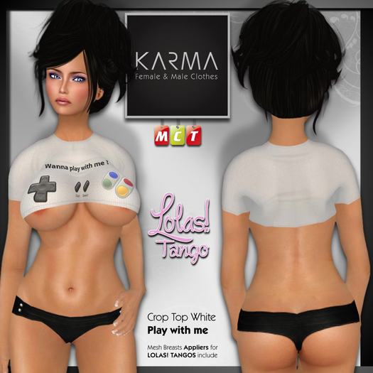 Karma - Crop Top White Play with Me with Lolas Applier