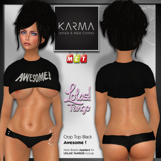 Karma - Top relevé Noir Awesome avec Lolas Tango Appliers inclus