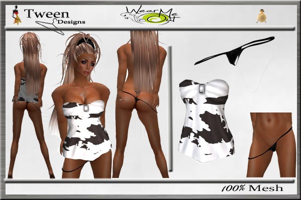 B&W Top w/ Slipped Panties Black