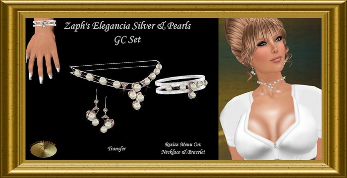 Zaph's Elegancia Silver & Pearls GC Set Boxed