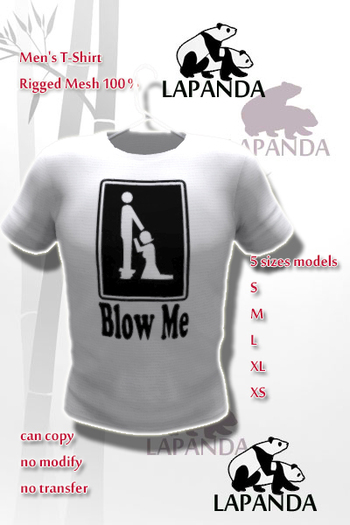 .;{LaPANDA];. BLOW ME [WHITE] Men T-Shirt MESH
