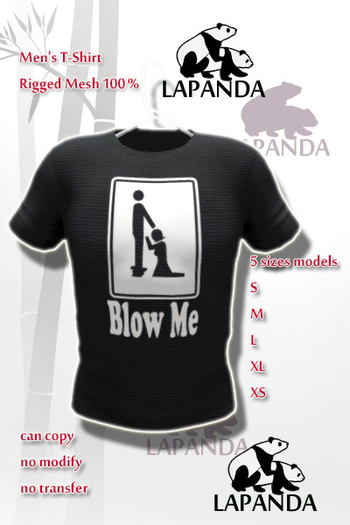 .;{LaPANDA];. BLOW ME [BLACK] Men T-Shirt MESH