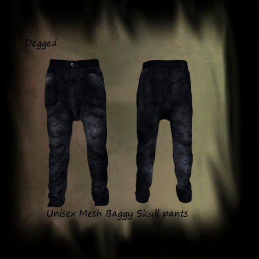 Mesh Baggy Skull Jeans