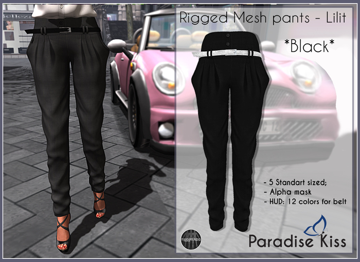 {Paradise Kiss} Lilit pants-Black (Rigged Mesh)