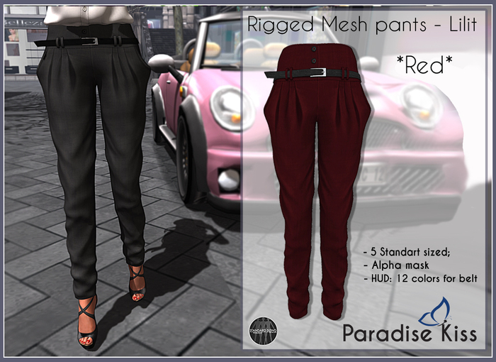 {Paradise Kiss} Lilit pants-Red (Rigged Mesh)