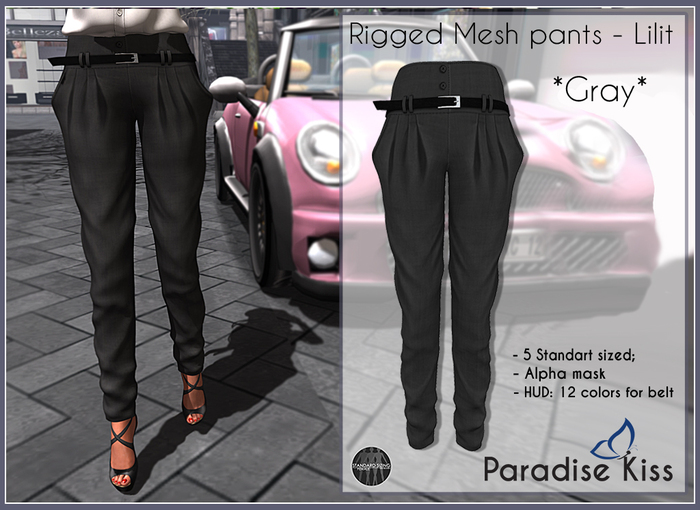 {Paradise Kiss} Lilit pants-Gray (Rigged Mesh)