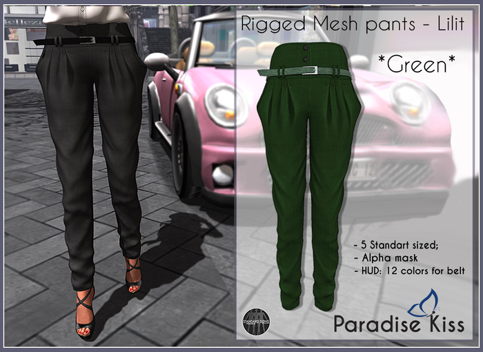 {Paradise Kiss} Lilit pants-Green (Rigged Mesh)