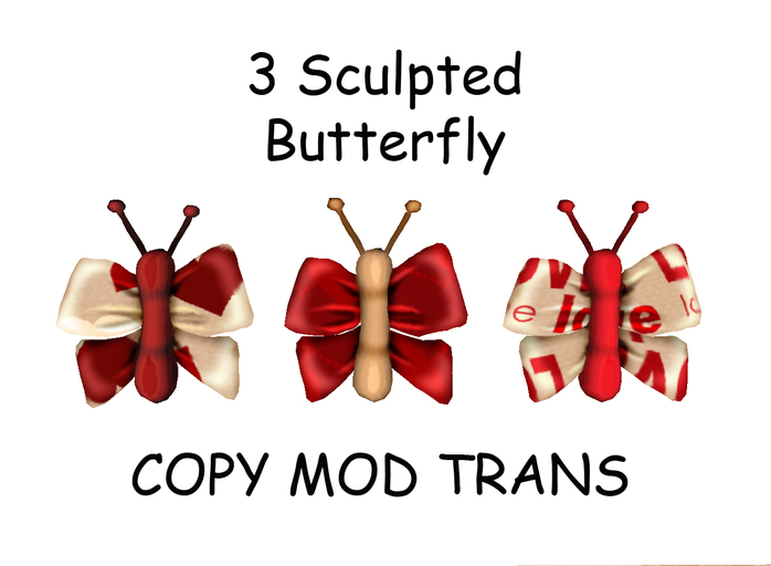 3 Different Sculpted Butterflys