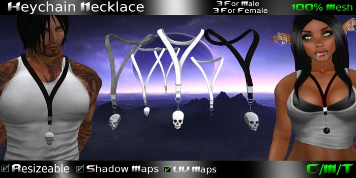 EVO - Keychain Necklace Skulls Boxed 