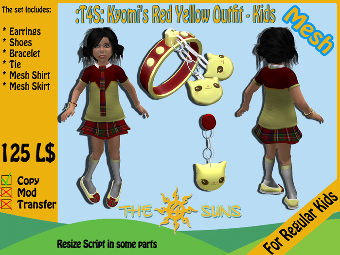 :T4S: Kyomi's Red Yellow Outfit - Kids
