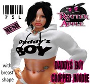 ..::Rotten Apple::... Daddys Boy White Cropped Hoodie