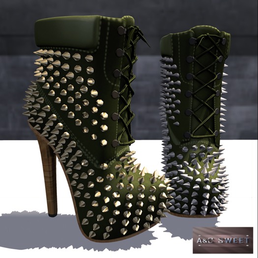 {A&C} Sweet  Tania Heel Boots  (Green)
