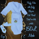 ON SALE NOW!! Mesh Bathrobe with slippers with floral decal - Blue