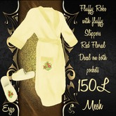 ON SALE NOW!! Mesh Bathrobe with slippers with floral decal- Yellow