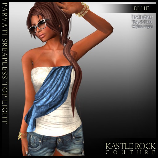 :KR: Parvati Strapless Top - Dark - Blue