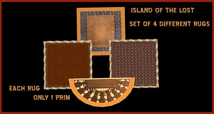 ISLAND OF THE LOST SET OF NUTRAL RUGS BOXED