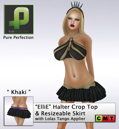 ~PURE~ ElliE Halter Crop Top & Skirt with Lolas Tango Applier {Green} 