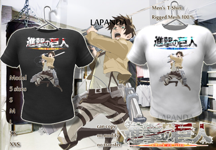 [NEW] Attack on Titan [Eren] [BLACK&WHITE] Men Tee MESH