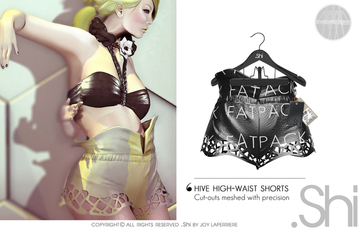 .Shi : Hive Highwaist Shorts {FatPack} [Rigged Mesh] 