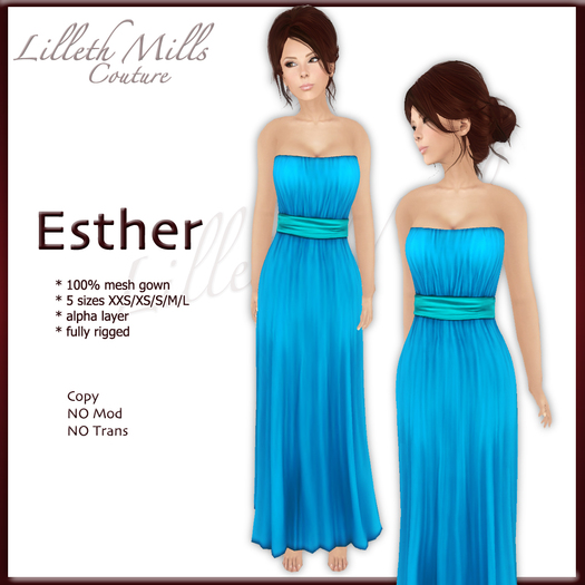 LMC ESTHER - fully Rigged Mesh Cocktail dress - Aqua