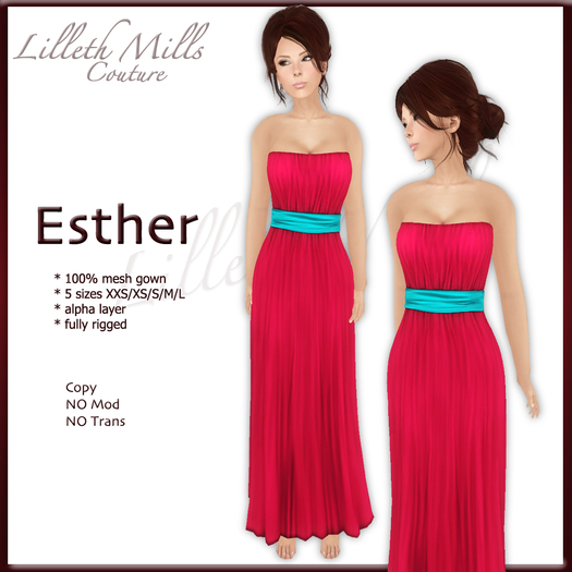 LMC ESTHER - fully Rigged Mesh Cocktail dress - Magenta 