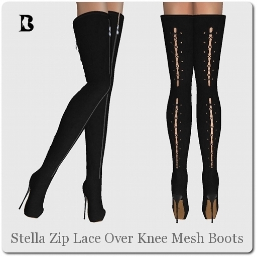 Stella Zip Lace Over Knee R-Mesh Boots