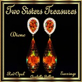 TST - DIONE RED OPAL TEAR DROP DIAMOND EARRINGS YG