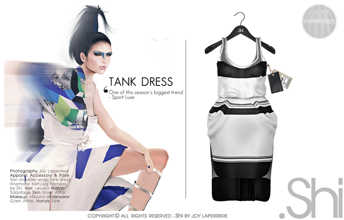 .Shi : Tank Dress {Black & White} [Rigged Mesh] 