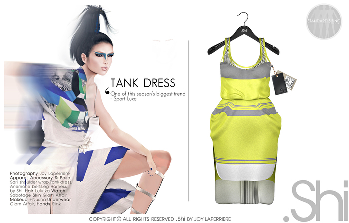 .Shi : Tank Dress {Yellow & Grey} [Rigged Mesh] 