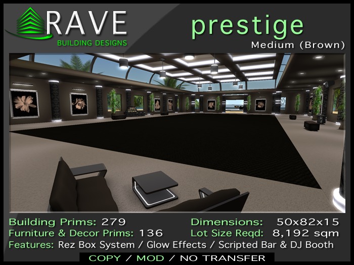 Rave - Prestige Medium Brown Building (Perfect for Club, Store or Banquet Hall)