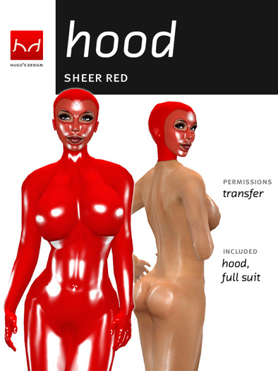 Sheer Latex Hood - Red - Hugo's Design