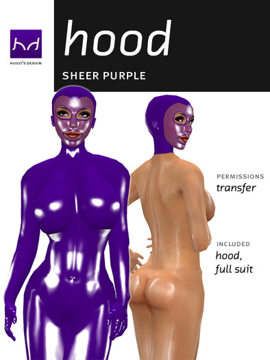 Sheer Latex Hood - Purple - Hugo's Design