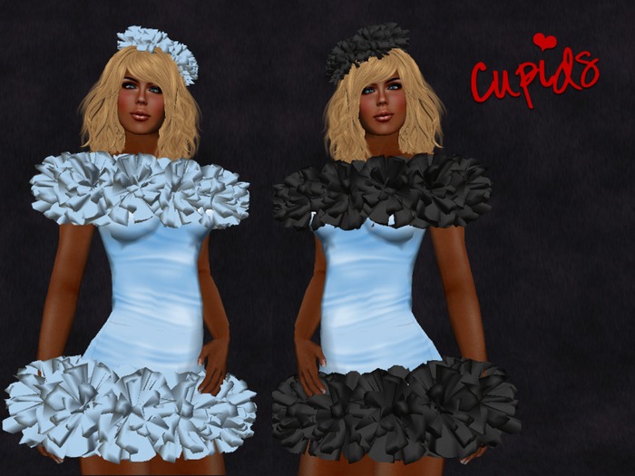 Ruffled Cocktail Dress Mini Baby Blue