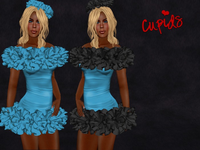 Ruffled Cocktail Dress Mini Blue
