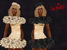 Ruffled Cocktail Dress Mini Cream