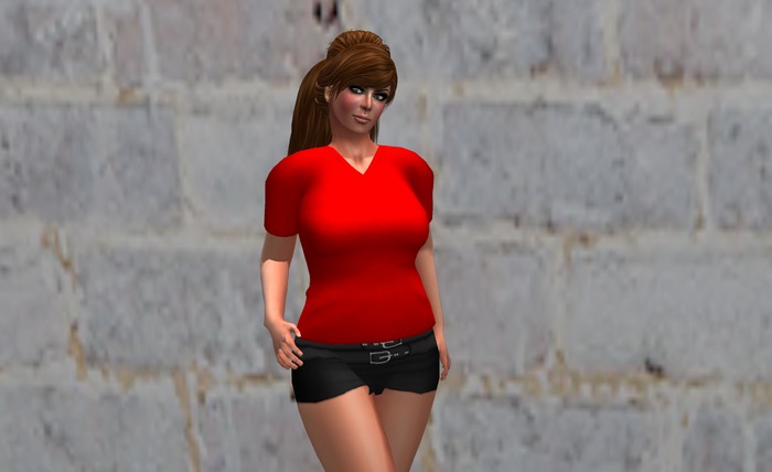 Bright Red V-neck T-shirt MESH