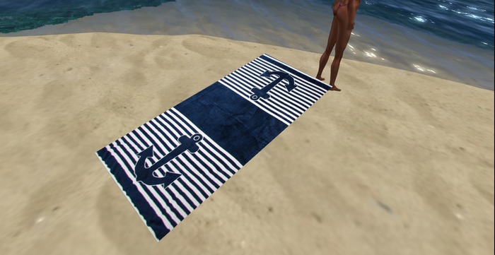 WZ Beach towel sunbathing with animations striped