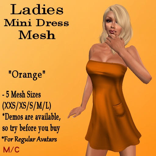 *SRC* Ladies Mini Dress (Orange)(Mesh)