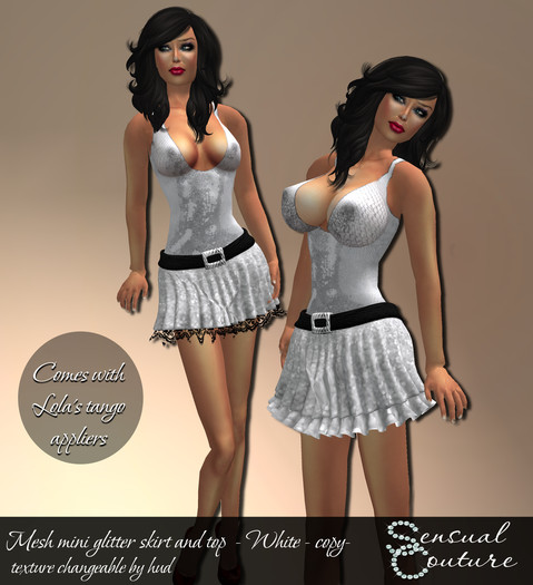 Mesh glitter skirt and top + lolas * white *