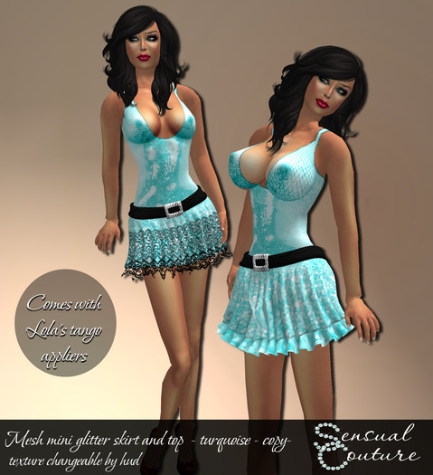 Mesh glitter skirt and top + lolas * turquoise *