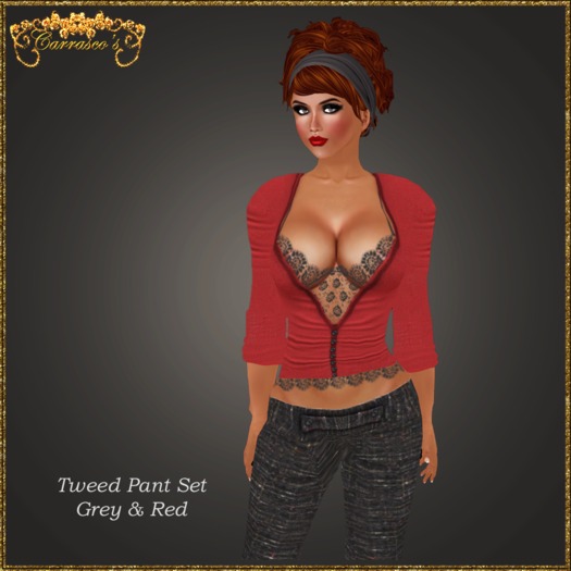 *Carrasco's* Tweed Pant Set Grey Red