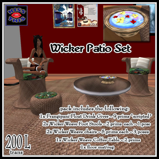 <Kiss This!> Wicker Patio Set *boxed*