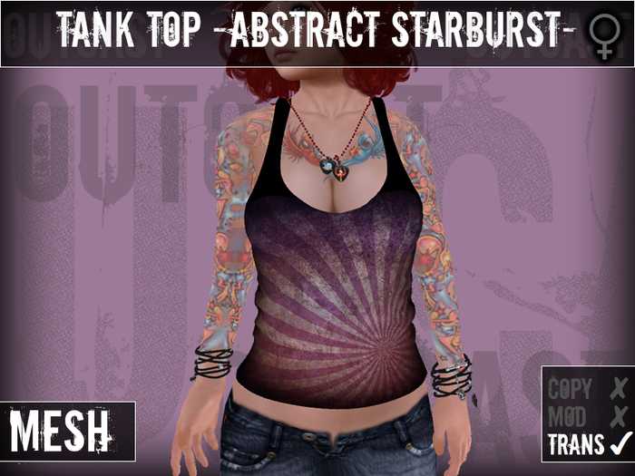 **OC** MESH TankTop AbstractStarburst -Black-