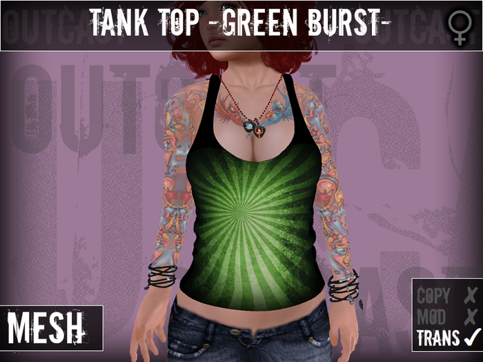 **OC** MESH TankTop GreenBurst -Black-