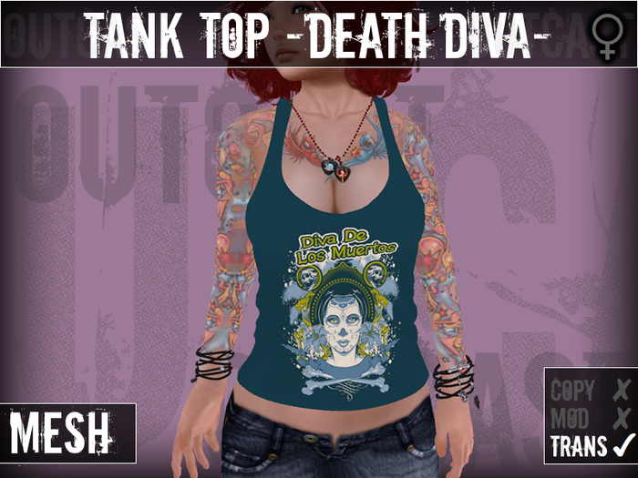 **OC** MESH TankTop DeathDiva -Blue-