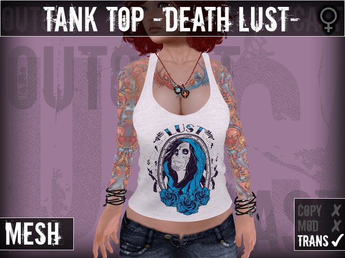 **OC** MESH TankTop DeathLust -White-